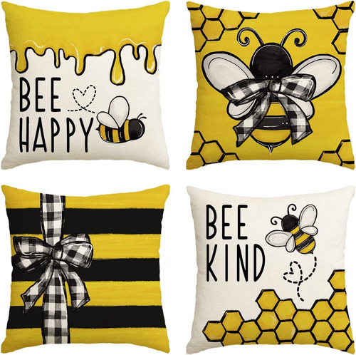 Avoin Colorlife Bee Bee Kind, Fundas De Almohada De 18.0 X 1