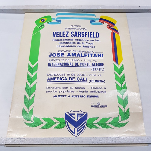 Vélez Sarsfield Antiguo Afiche Original Copa Lib Mag 59839