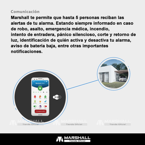 Kit Alarma Para Casa Wifi Marshall Go Plus Sensor Movimiento Blanco