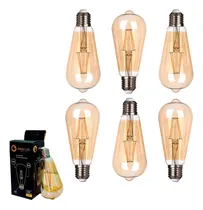 Comprar Kit 06 Lâmpadas Filamento Led Retrô Vintage 4w Quente St64