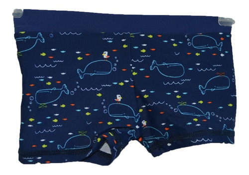 Short Niños Traje De Baño Bebe Azul Ballenas