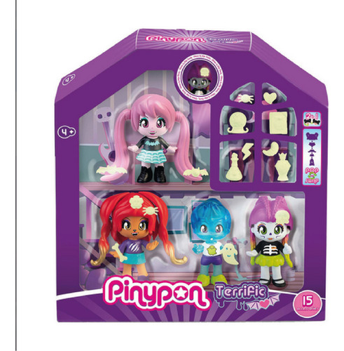 Pinypon 4 Figuras Terrific Terror Halloween Brillan 47000