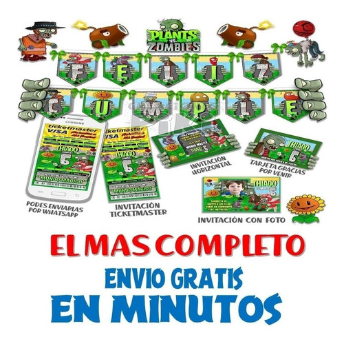 Kit Imprimible Candy Bar Plantas Vs Zombies El Mas Completo