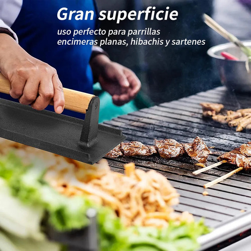 Prensa De Tocino De Hierro Fundido Para Parrilla Carnes Bife