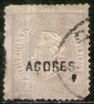 Azores (colonia Portuguesa) Sello Usado Rey Luiz I Años 1871