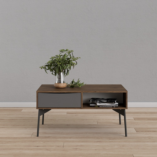 Mesa De Centro Furor Nogal Y Gris Këssa Muebles