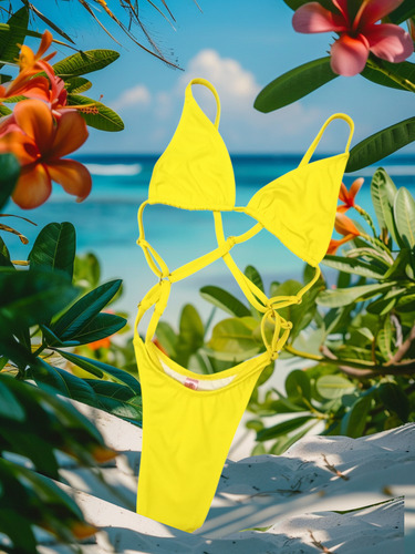 Rumi Chic Bikinis Trikini Bikini Última Tendencia Amarillo 2