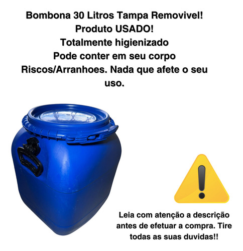 Bombona 30l Plástico Com Alças E Tampa De Rosca Hermetica