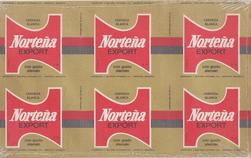 1972 Prueba Imprenta Etiqueta Cerveza Norteña Export Uruguay