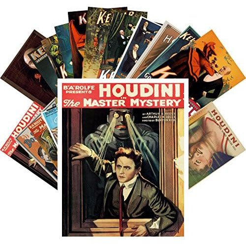 Postales Vintage, 24 Unidades, Houdini Mago, Carteles D...
