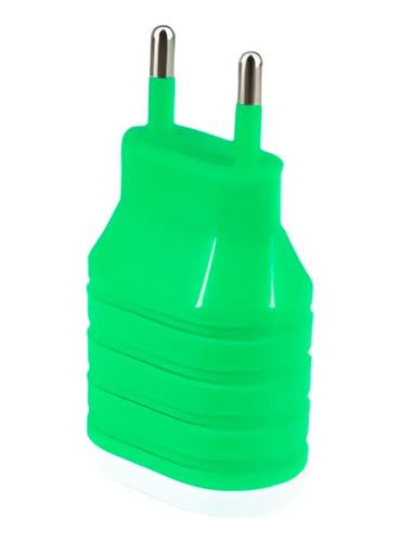 Adaptador  De Pared Doble Usb Color Verde Febo