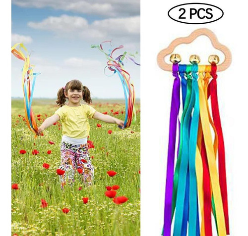 Rainbow Hand Ribbon Kite Montessori Con Bells Ribbon 