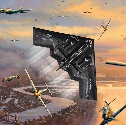 Avión Rc B-2 Spirit Bomber Control Remoto 2ch Negro Color