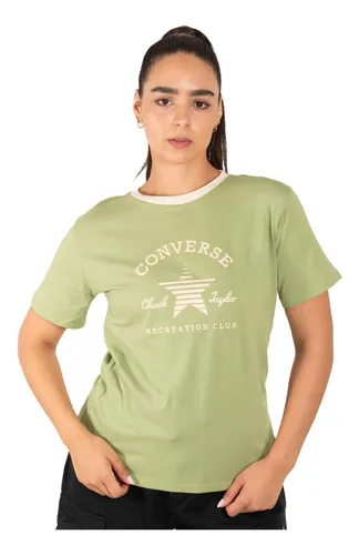 Remera Converse Patch Retro Mujer Moda Verde