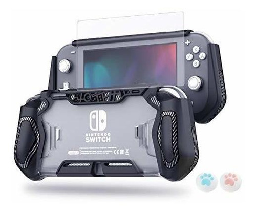 Funda Grip + Vidrio Templado Para Nintendo Switch Lite Negro