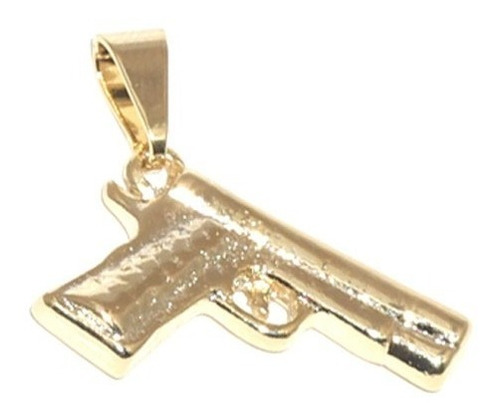 Pingente Arma Glock Revolver Automático Folheado Ouro