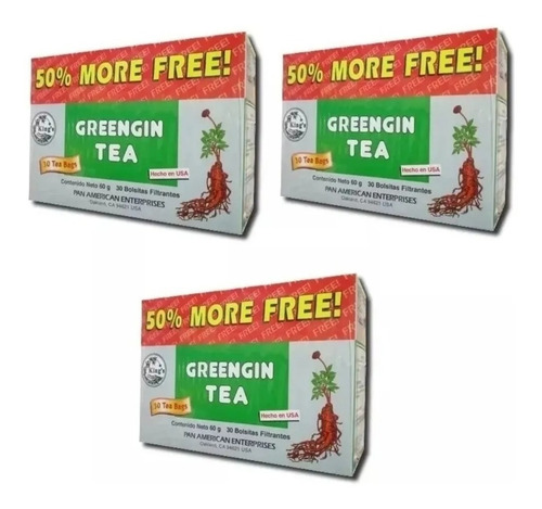 Imagen 1 de 1 de Pack 3 Cajas Greengin Tea Laxante Natural