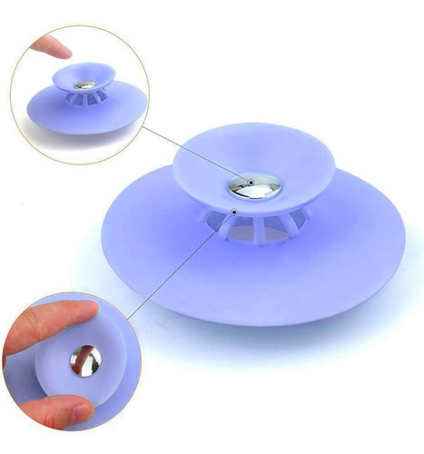 Imagen 6 de 10 de Tapón De Silicona Con Filtro Para Bañera Bacha Cocina.
