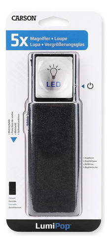Lupa Bolsillo 5x Luz Led Con Funda Rigida Deslizante Lectura