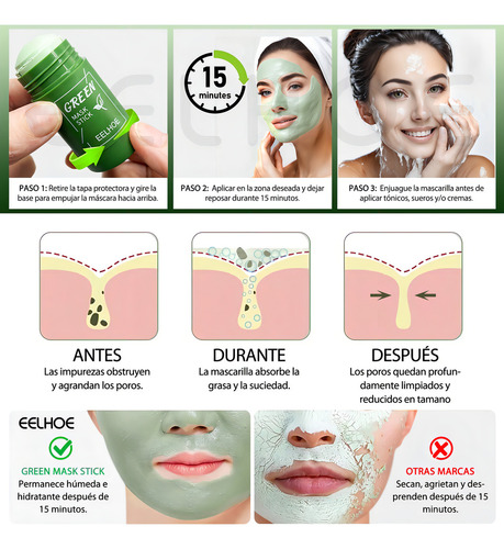 Mascarilla Green Mask Stick Acne Limpieza Profunda Té Verde