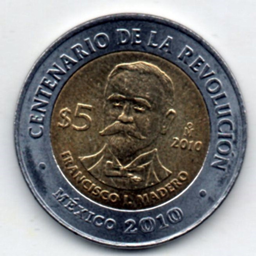 Moneda Cinco Conmemorativa Franscisco I Madero   Brillo   27