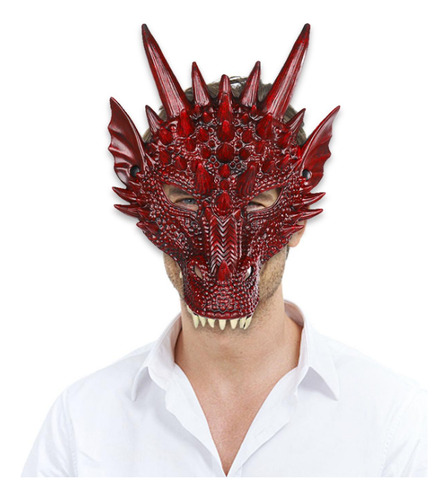 4 Máscara De Cosplay Máscara De Media Cara Dinosaurio Rojo