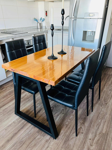 Mesa Comedor Estilo Industrial Con Cubierta De Madera Gruesa