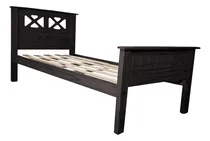 Comprar Cama Cruz 1 Plaza 80 X 190 Madera Pino Macizo Individual Color Negro