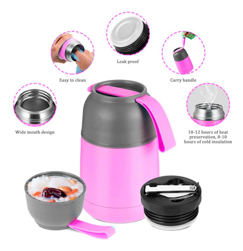 Termo De Comida Acero Inoxidable De 650ml + Cuchara 