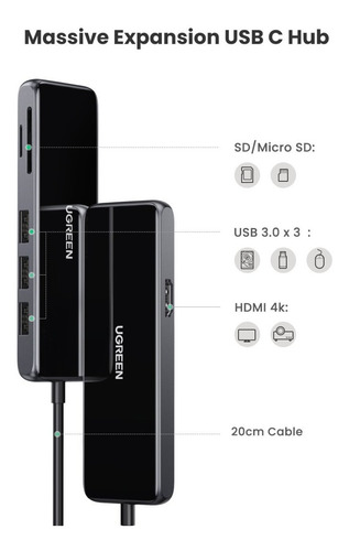 Hub 4k 60hz Ugreen Type C Usb-c Para Mac Book Notebook