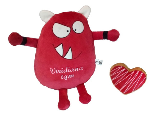 Monstruo Rojo Peluche Nombre Personalizado Aniversario Goth 