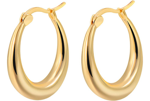 Bluelander Par De Aretes En Chapa De Oro 18k, Diseño