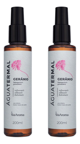  Kit 2 Água Termal Gerânio Via Aroma 200ml Natural E Vegano