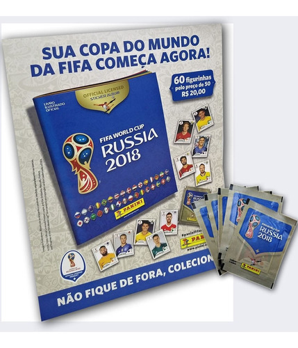 Kit Copa Russia 2018: Cartela + 60 Figurinhas