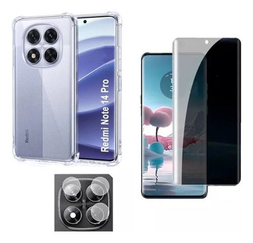 Capa + P Ceramica Privacidade +p Cam P/ Redmi Note 14 Pro 5g