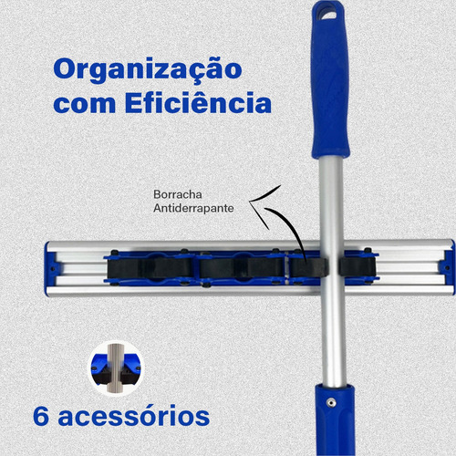 Suporte Vassoura Rodo Pá Organizador 6 Acessórios Bralimpia