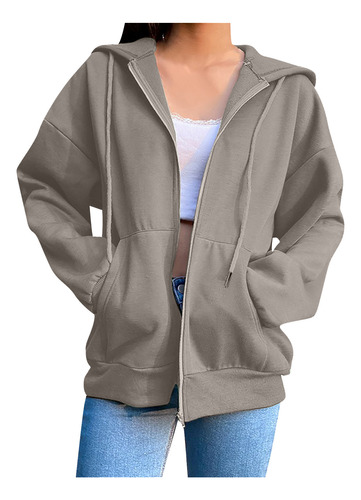 Sudadera De Felpa Con Capucha Lisa Para Mujer, Chamarra HoLG