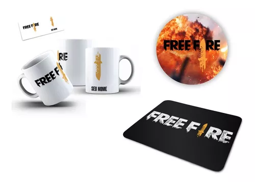 Kit Personalizado Free Fire Porta Copo + Caneca + Mouse Pad