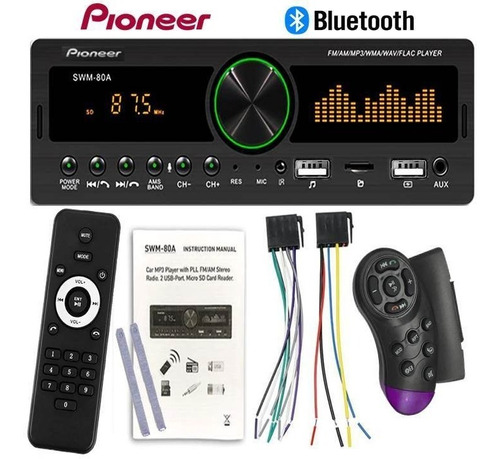 Imagen 1 de 4 de Reproductor Pioneer Bluetooth De Carro Mp3 Usb Radio Control