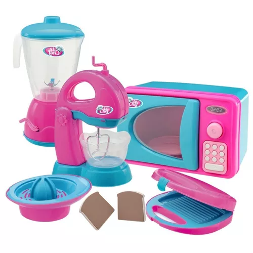 Kit Jogo De Cozinha Infantil Comidinha Microondas Batedeira