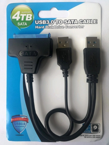 Adaptador de cabo Sata para USB 3.0 para disco rígido 2.5 de até 4 TB, cor preta