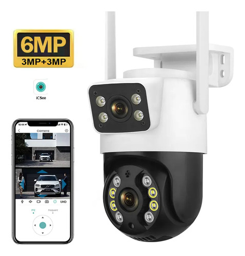 Camera Segurança A31 App Icsee Prova D'agua Lente Dupla 6mp Cor Branco/preto