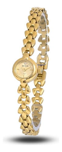 Relógio Feminino Seculus Mini Social Dourado Luxo 30 Atm