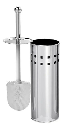 Escova Sanitária limpeza vaso banheiro aço inox com suporte