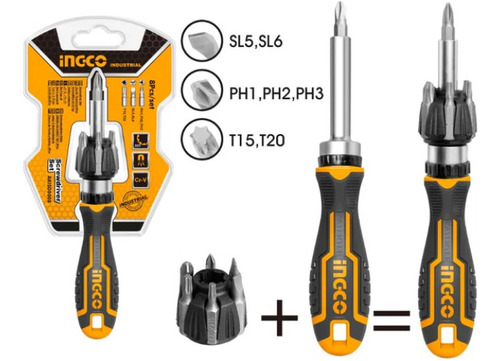 Juego Industrial De Destornilladores De 8  Puntas Ingco