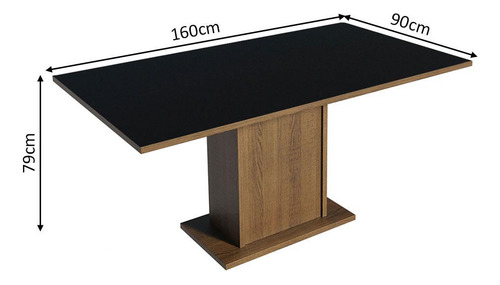 Mesa De Comedor Rectangular 6 Puestos Marrón Negro