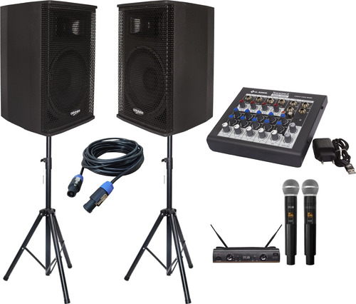 Kit Caixa Dn12 A + P 560w + Tripés + Na602 + Dw602max + Cabo