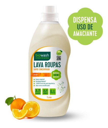 Lava Roupas Citrus 1 Litro Biowash Vegano Biodegradável