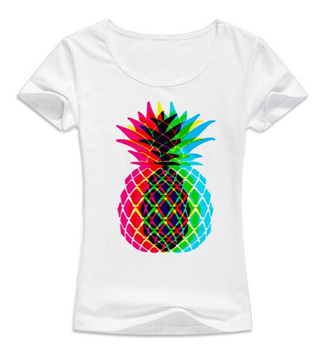 Playera Camiseta Unisex Pineapple Borroso Frutas Tropicales 