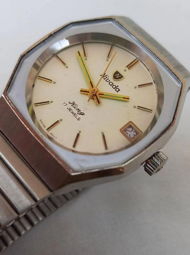 Reloj Nivada King 17 Jewels Swiss Plateado Plateado Beige (Usado)